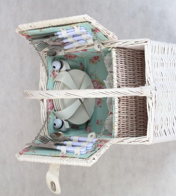 Piknikový koš pro 4 osoby květinový vzor 40x30x24cm