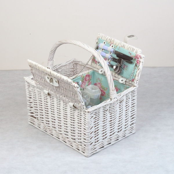 Piknikový koš pro 4 osoby květinový vzor 40x30x24cm