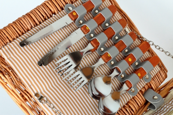 Piknikový koš s chladícím boxem pro 4 osoby natur