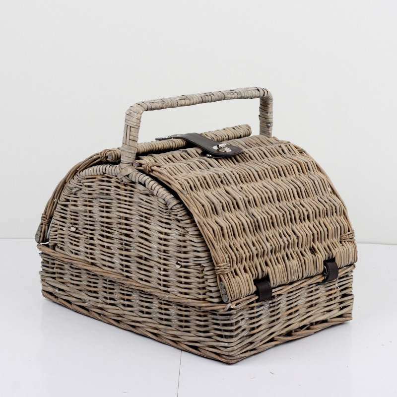 Piknikový koš s modrými proužky pro 2 osoby 29x42x31cm