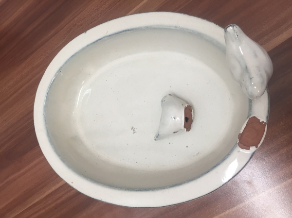 Pítko pro ptáky keramická miska - krémová - vyřazená