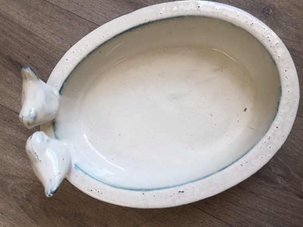 Pítko pro ptáky keramická miska - krémová - vyřazeno