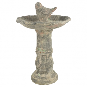 Pítko pro ptáky na podstavci 33 x 33 x 51 cm terakota s patinou