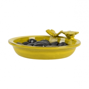 Pítko pro včely a motýly 21,7 x 21,7 x 8 cm žluté s kameny