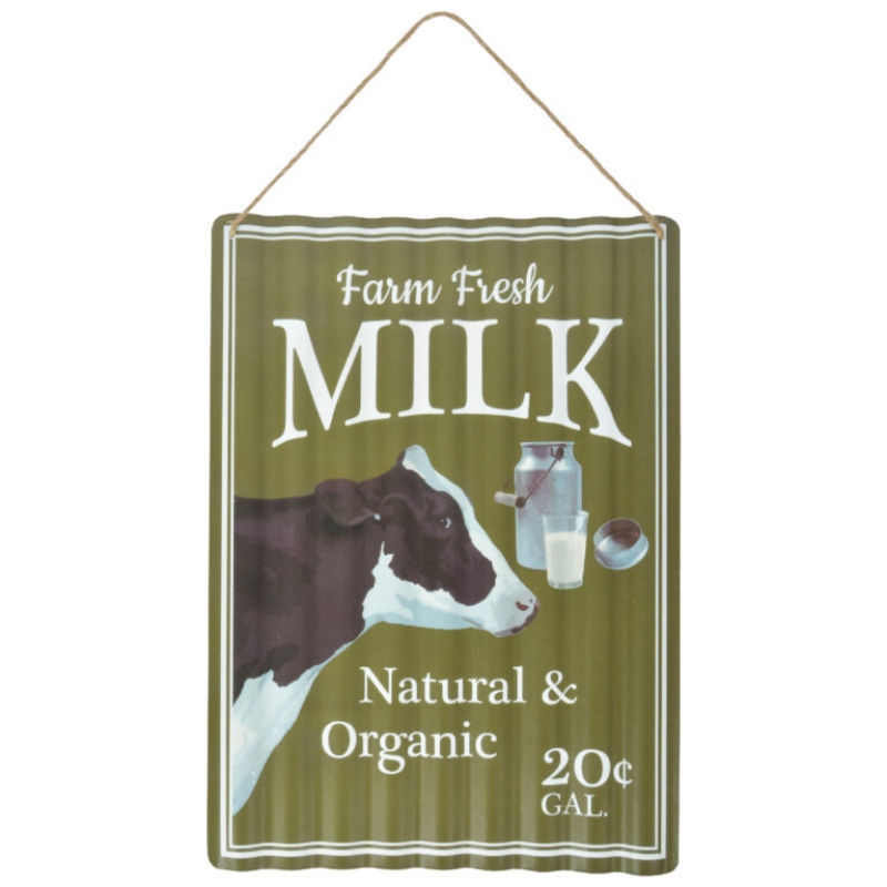 Plechová cedule čerstvé mléko z farmy