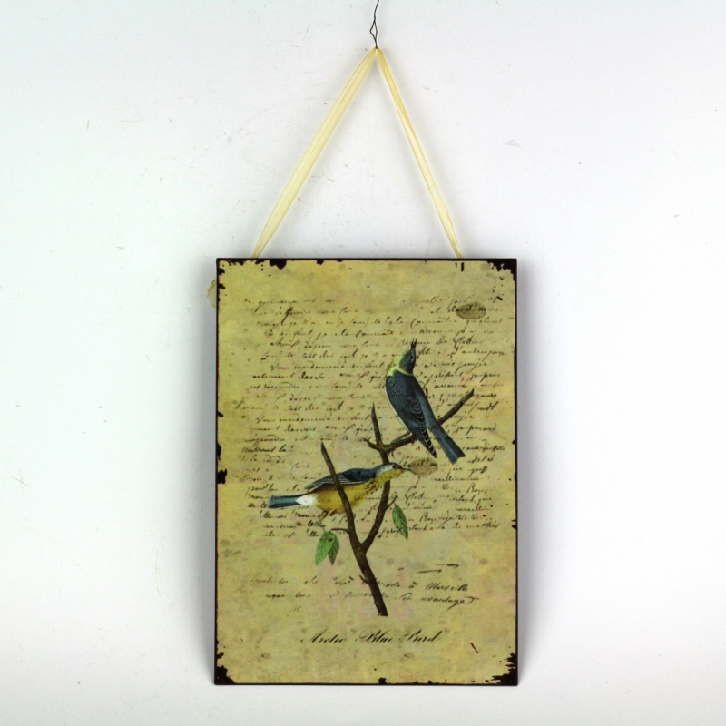 Plechová cedule dva modří ptáčci 19x27cm