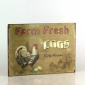 Plechová cedule Farm Fresh Eggs hnědá 19x27cm