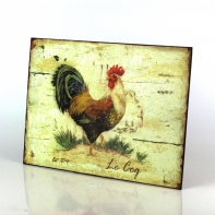 Plechová cedule kohout s nohou nahoře 27x19cm