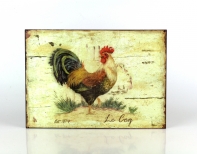 Plechová cedule kohout s nohou nahoře 27x19cm