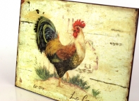 Plechová cedule kohout s nohou nahoře 27x19cm