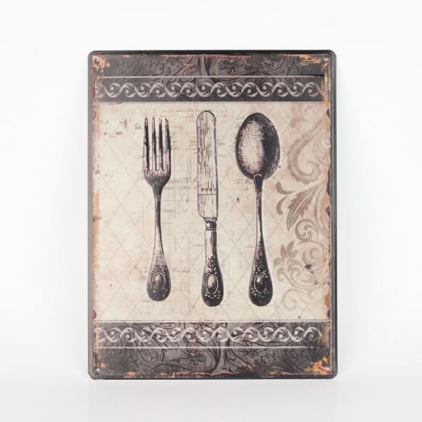 Plechová cedule příbory 33x25cm
