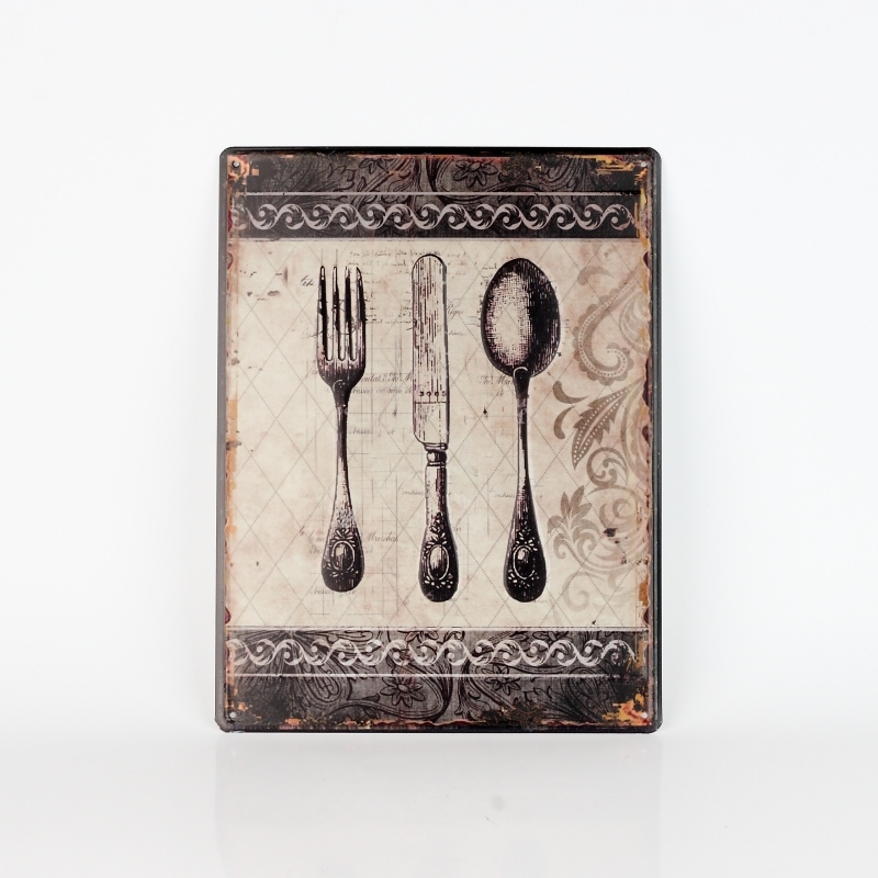 Plechová cedule příbory 33x25cm