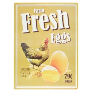 Plechová cedule se slepicí