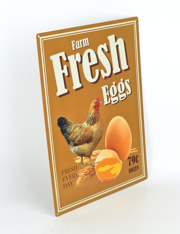 Plechová cedule se slepicí