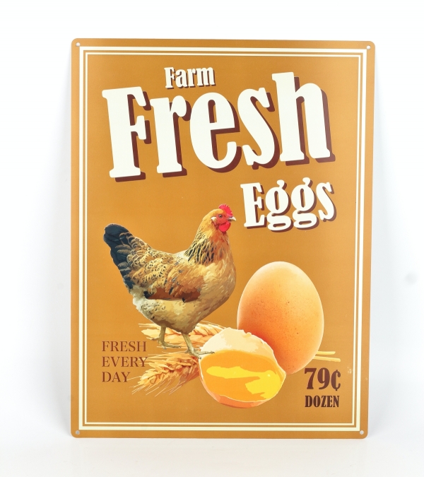 Plechová cedule se slepicí