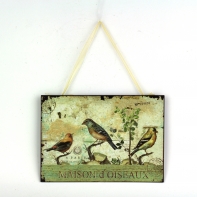 Plechová cedule tři ptáčci 27x19cm