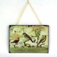 Plechová cedule tři ptáčci 27x19cm