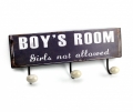 Plechová cedule věšák 3 háčky Boys Room 37x15cm