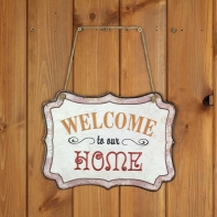 Plechová cedule Welcome to our home 19x25cm