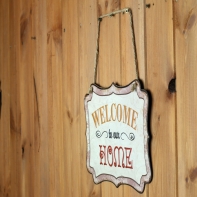 Plechová cedule Welcome to our home 19x25cm