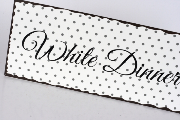Plechová cedule White Dinner 30x13cm