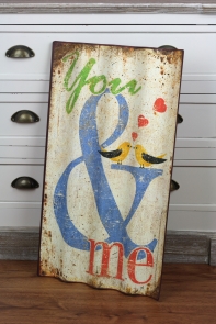 Plechová cedule You me 66cm