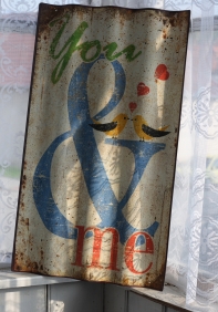 Plechová cedule You me 66cm