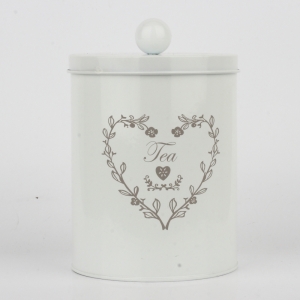 Plechová dóza na čaj bílá 20cm