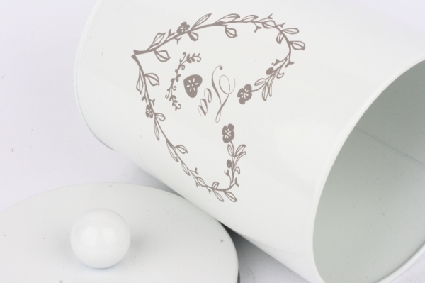 Plechová dóza na čaj bílá 20cm