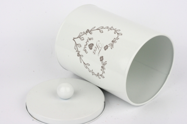 Plechová dóza na čaj bílá 20cm