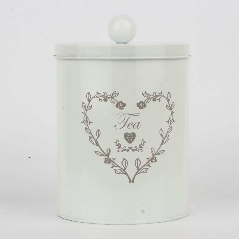 Plechová dóza na čaj bílá 20cm