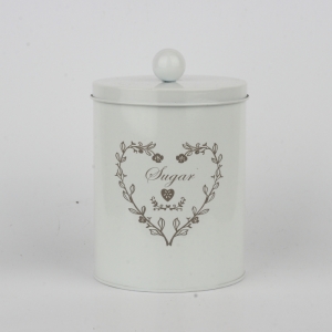 Plechová dóza na cukr bílá 20cm