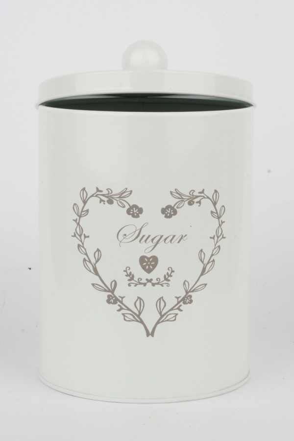 Plechová dóza na cukr bílá 20cm