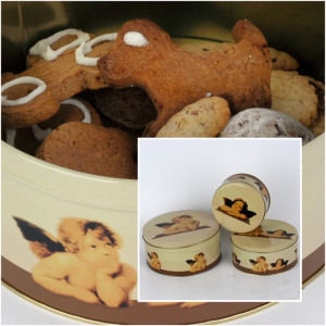 Plechová dóza na cukroví anděl 3ks 20/16,5/13,5cm