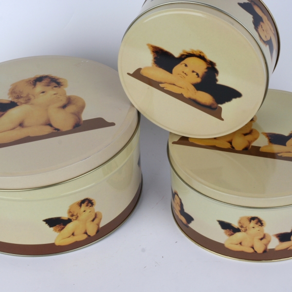 Plechová dóza na cukroví anděl 3ks 20/16,5/13,5cm