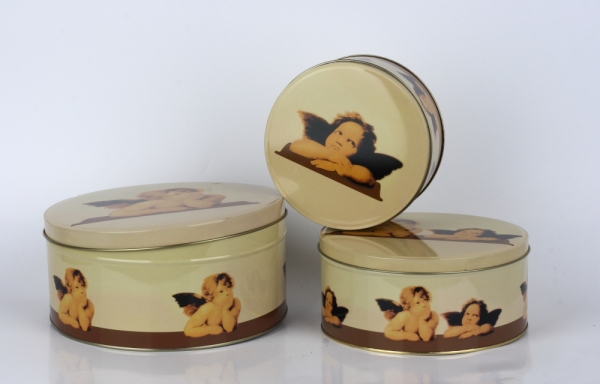 Plechová dóza na cukroví anděl 3ks 20/16,5/13,5cm