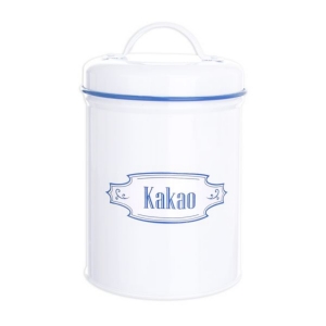 Plechová dóza na kakao s nápisem 11 x 11 x 18,5 cm