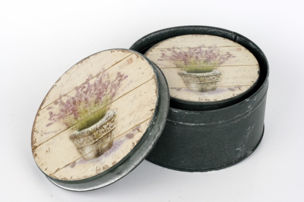 Plechová kulatá krabice s levandulí 12,5cm