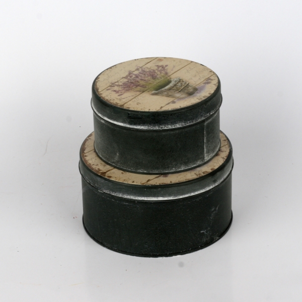 Plechová kulatá krabice s levandulí 12,5cm