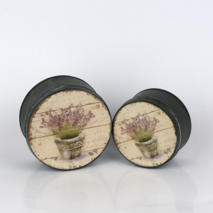 Plechová kulatá krabice s levandulí 15cm