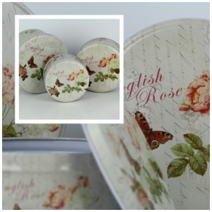 Plechové dózy na cukroví English rose sada 3ks