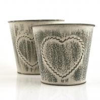 Plechové květináče se srdcem (set 2ks) 13/15cm