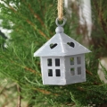Plechový domeček 6-stran - vánoční dekorace 8cm
