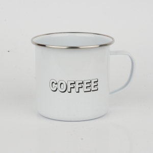 Plechový hrneček bílý Coffee 9x10cm