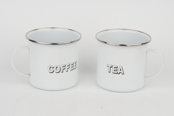 Plechový hrneček bílý Coffee 9x10cm