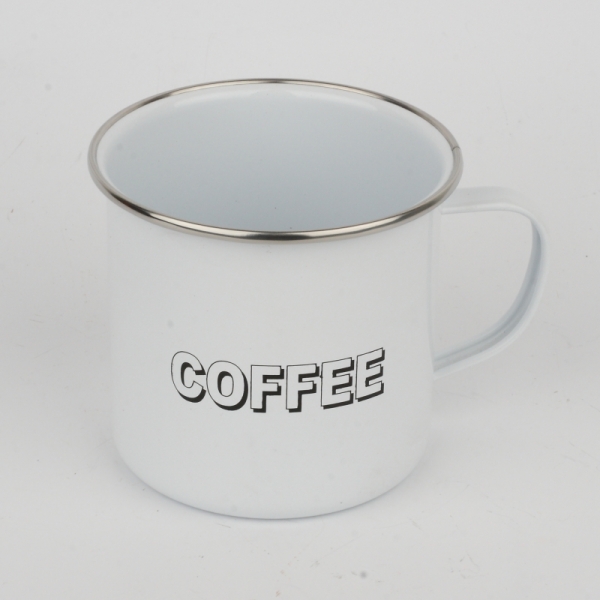 Plechový hrneček bílý Coffee 9x10cm