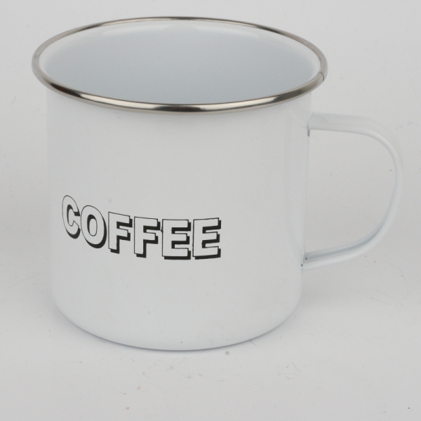 Plechový hrneček bílý Coffee 9x10cm