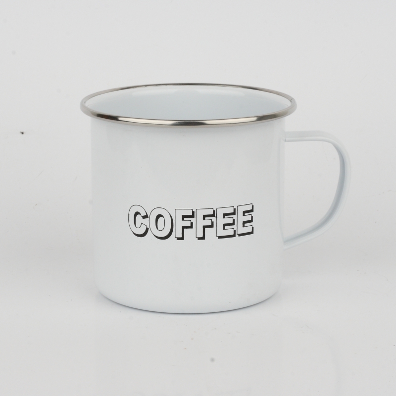 Plechový hrneček bílý Coffee 9x10cm