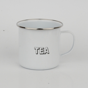 Plechový hrneček bílý Tea 9x10cm