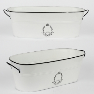 Plechový květináč s uchy a černým lemem